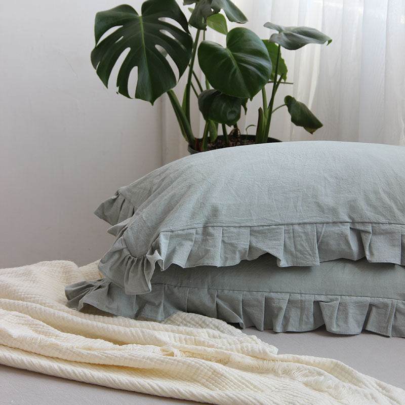 Pure Cotton Ruffled Pillowcase, A Pair Of Single Pillowcases - Mubimart