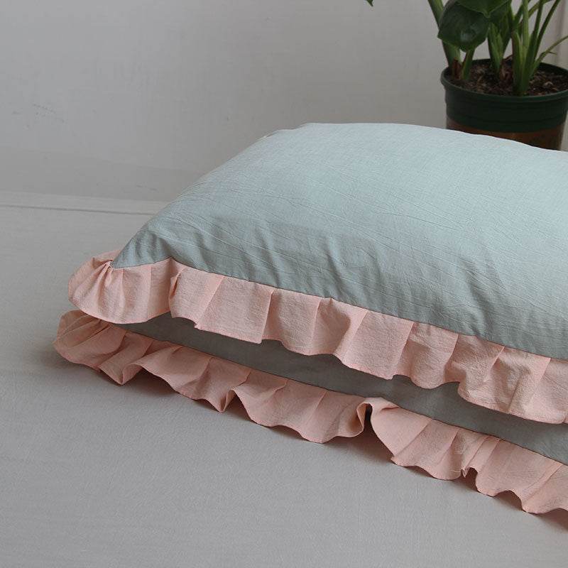 Pure Cotton Ruffled Pillowcase, A Pair Of Single Pillowcases - Mubimart