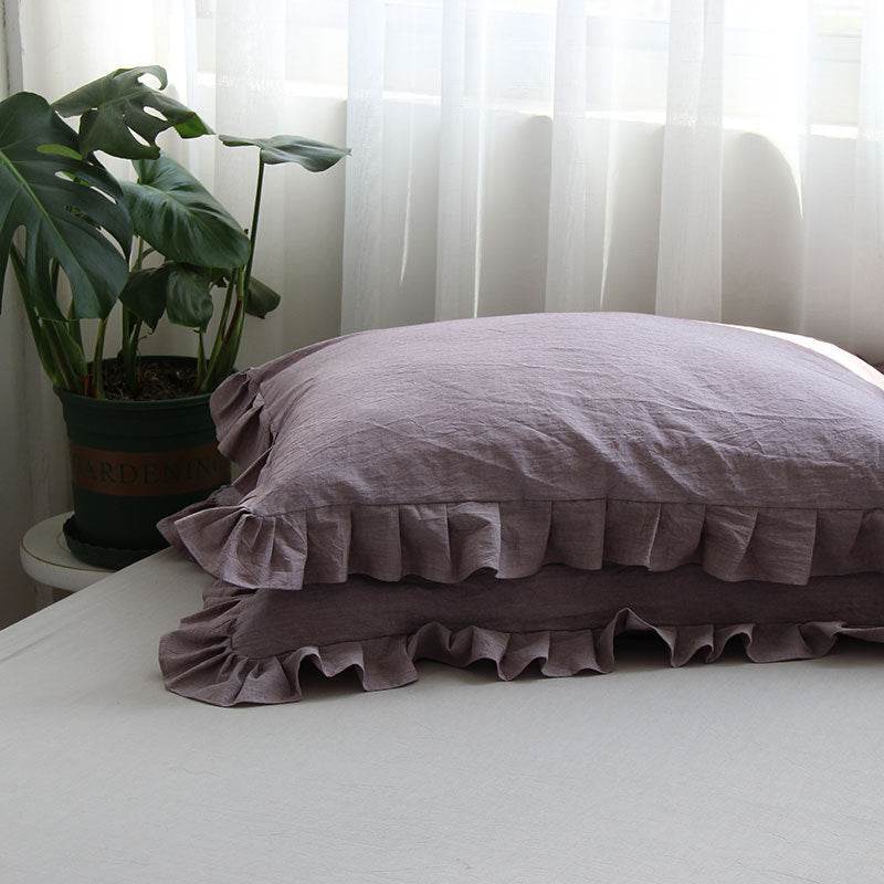 Pure Cotton Ruffled Pillowcase, A Pair Of Single Pillowcases - Mubimart