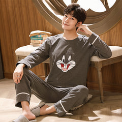 Men's Long Sleeve Comfortable Loose Pajama Set - Mubimart -  