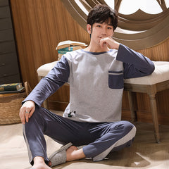 Men's Long Sleeve Comfortable Loose Pajama Set - Mubimart -  