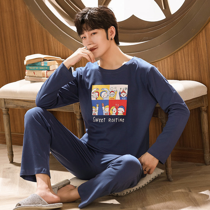 Men's Long Sleeve Comfortable Loose Pajama Set - Mubimart -  