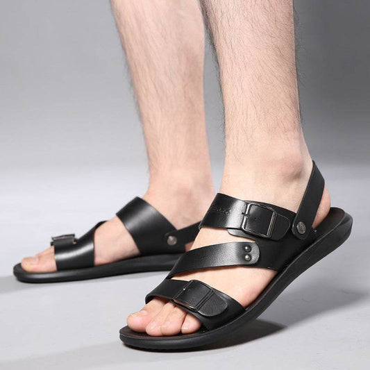 Sandals Men Casual Comfortable Barefoot Buckle Shoes - Mubimart