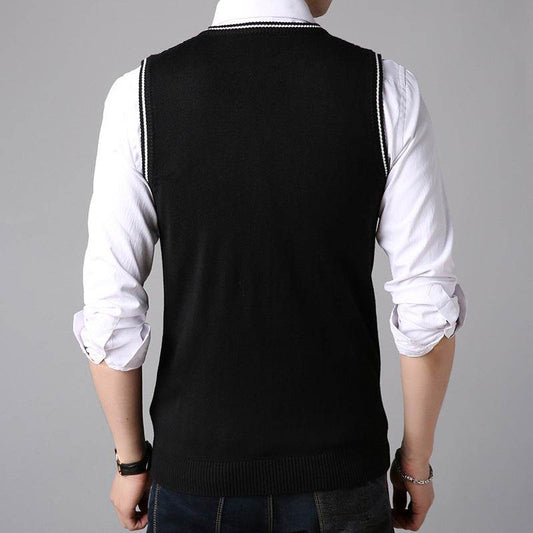 New Men's Sweater Vest Fashion Casual V Neck Sweater Vest Vest Men - Mubimart