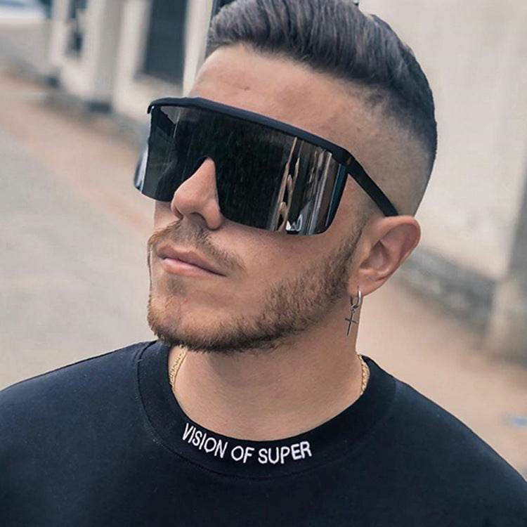 Real Film One Piece Sunglasses Oversized Frame Sunglasses Outdoor Prescription Glasses - Mubimart