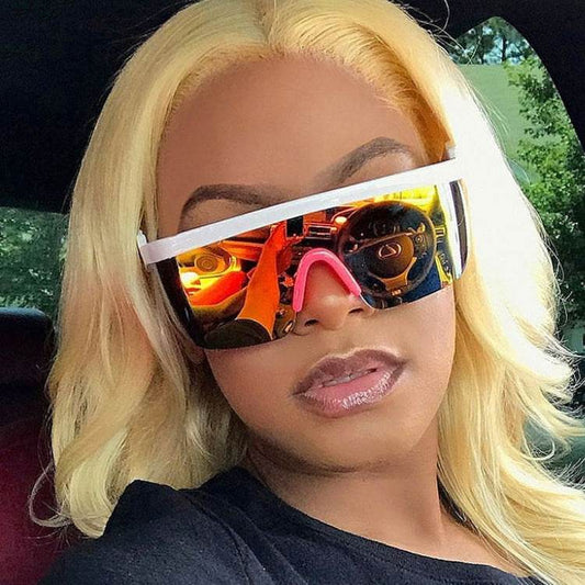 Real Film One Piece Sunglasses Oversized Frame Sunglasses Outdoor Prescription Glasses - Mubimart