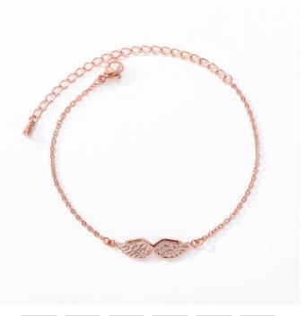 Gold Angel Wing Charm Bracelet Bracelet Women - Mubimart