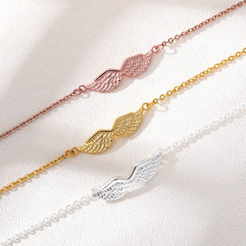 Gold Angel Wing Charm Bracelet Bracelet Women - Mubimart