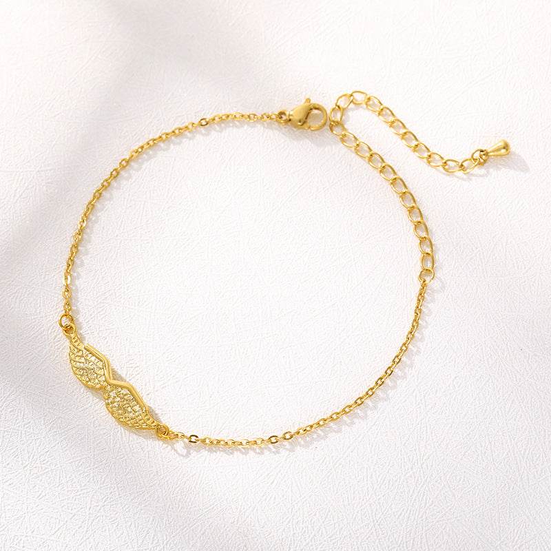 Gold Angel Wing Charm Bracelet Bracelet Women - Mubimart