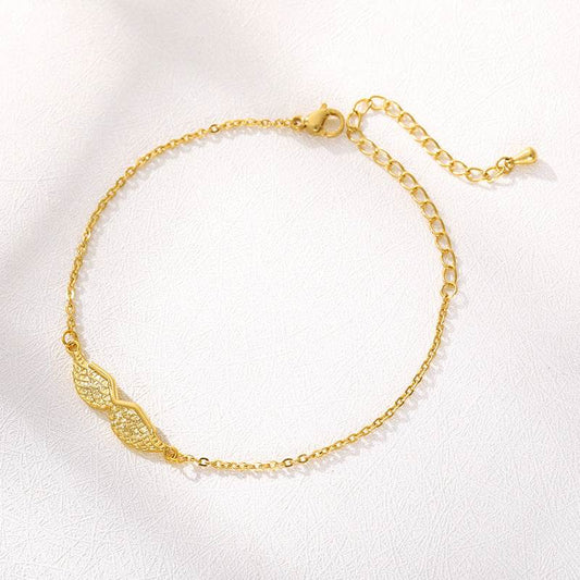 Gold Angel Wing Charm Bracelet Bracelet Women - Mubimart