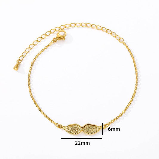Gold Angel Wing Charm Bracelet Bracelet Women - Mubimart