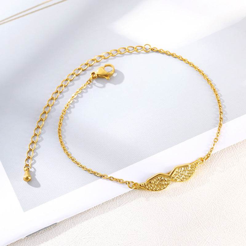 Gold Angel Wing Charm Bracelet Bracelet Women - Mubimart
