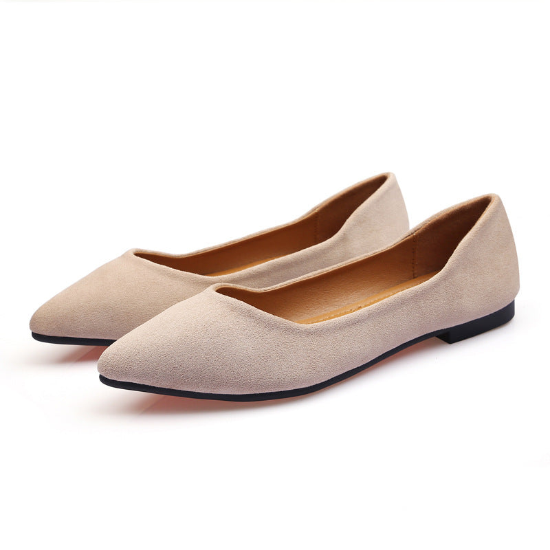 Black Flat Shoes With Suede Pointed Toe