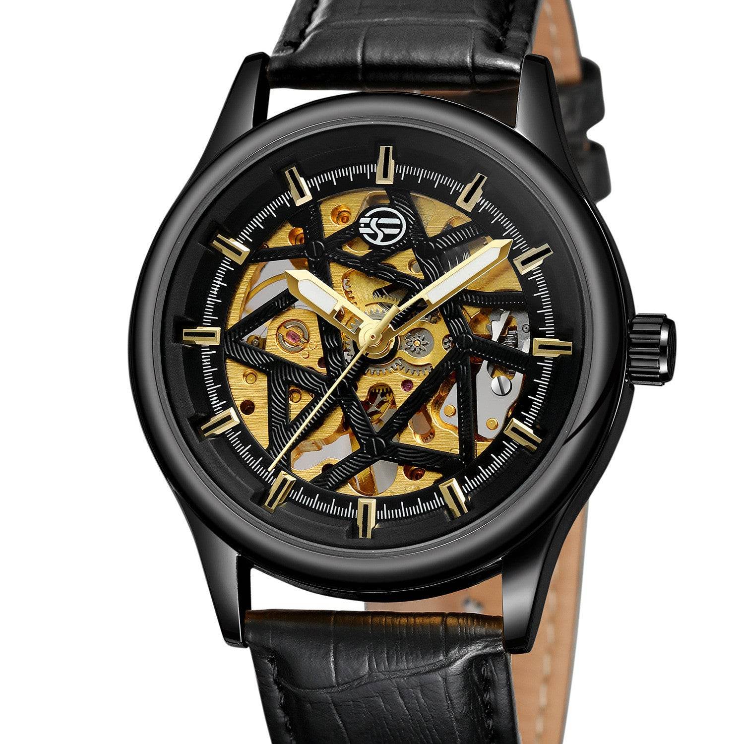 Forsining Golden Gear Movement Retro Royal Classic Fashion Mens Mechanical Wrist Watches Top Brand Luxury Male Clock Relogio - Mubimart