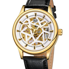 Forsining Golden Gear Movement Retro Royal Classic Fashion Heren Mechanische Polshorloges Topmerk Luxe Herenklok Relogio