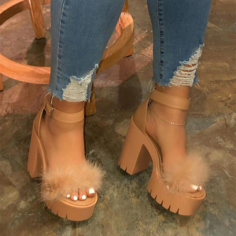 Fluffy Platform Heels