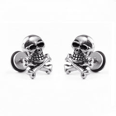 Cross-Border E-Commerce Youpin Titanium Steel Skull Punk Hip Hop Rock Tide Dumbbell Earrings Earrings Men And Women Personality Jewelry