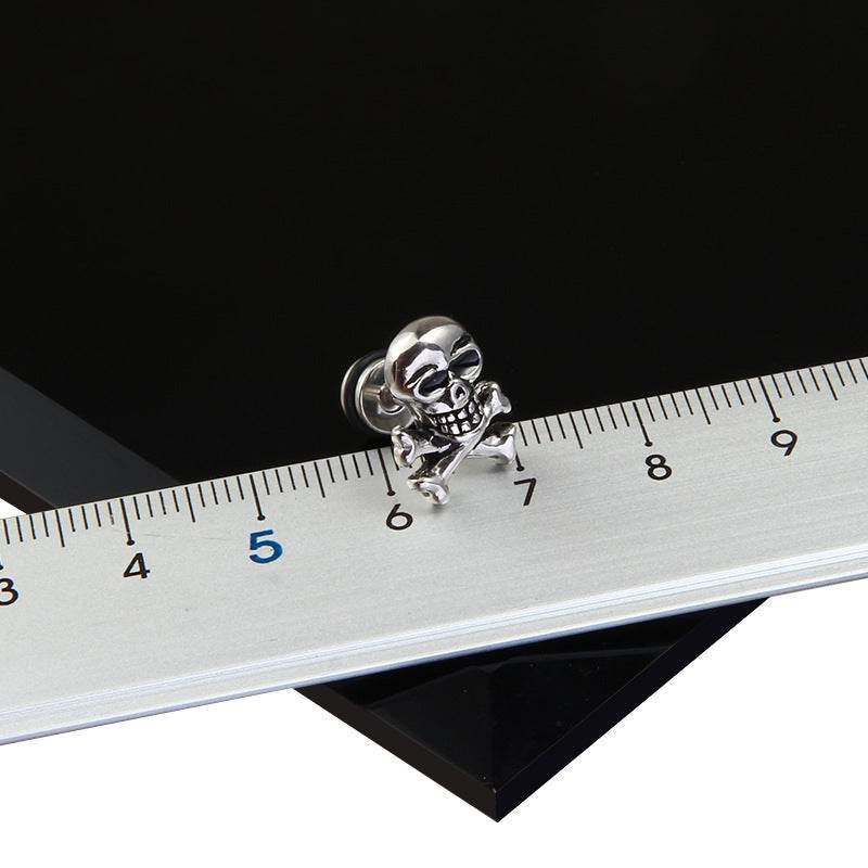 Cross-Border E-Commerce Youpin Titanium Steel Skull Punk Hip Hop Rock Tide Dumbbell Earrings Earrings Men And Women Personality Jewelry - Mubimart