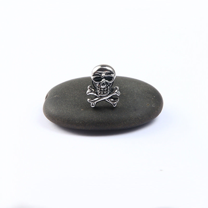 Cross-Border E-Commerce Youpin Titanium Steel Skull Punk Hip Hop Rock Tide Dumbbell Earrings Earrings Men And Women Personality Jewelry