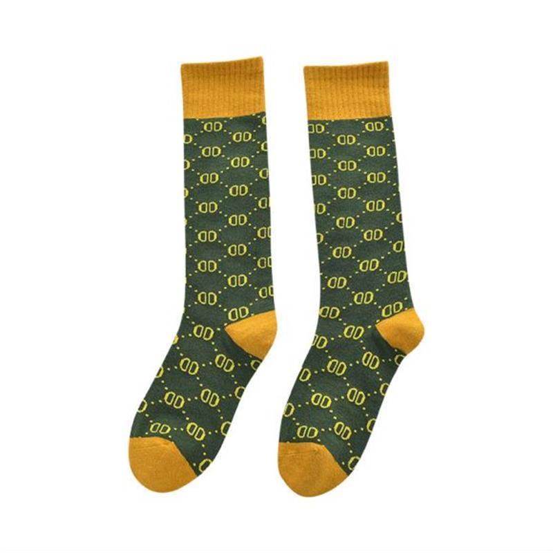 Letter Double D Long Tube Calf Socks Women Pure Pile Pile Women'S Cotton Socks High Tube Knee-Length Socks - Mubimart