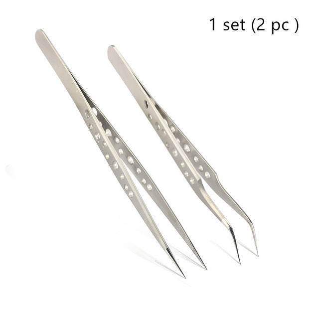 Beauty Tools Stainless Steel Eyelash Tweezers - Mubimart