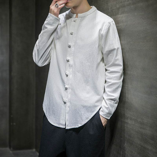 Chinese Style Shirt Cotton And Linen Shirt - Mubimart