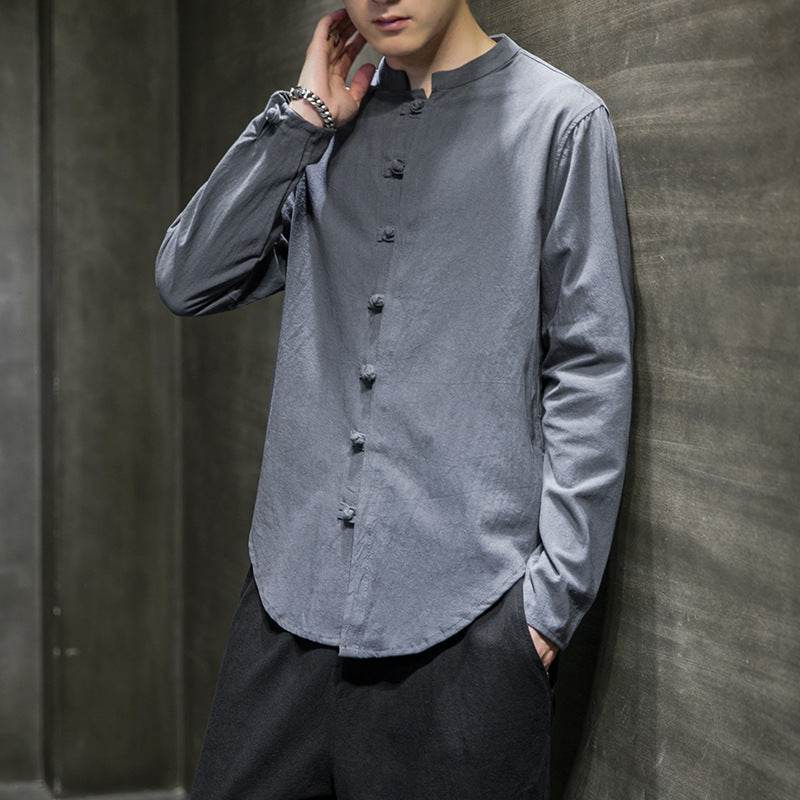Chinese Style Shirt Cotton And Linen Shirt - Mubimart