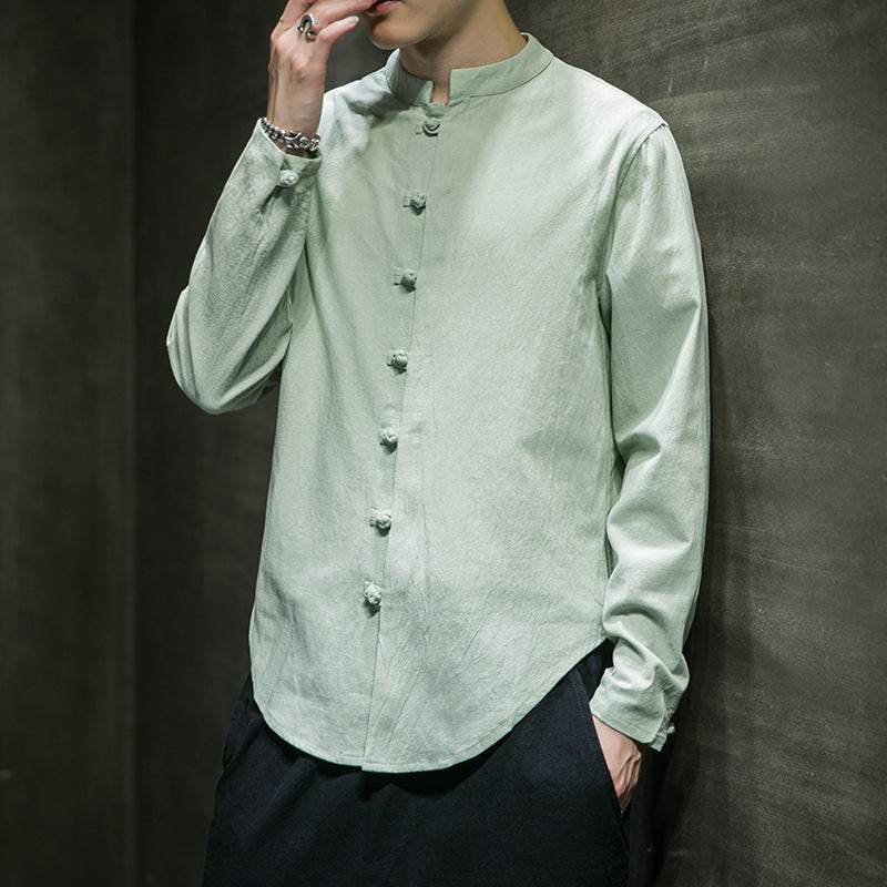 Chinese Style Shirt Cotton And Linen Shirt - Mubimart