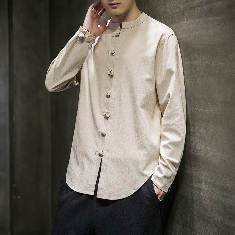 Chinese Style Shirt Cotton And Linen Shirt - Mubimart