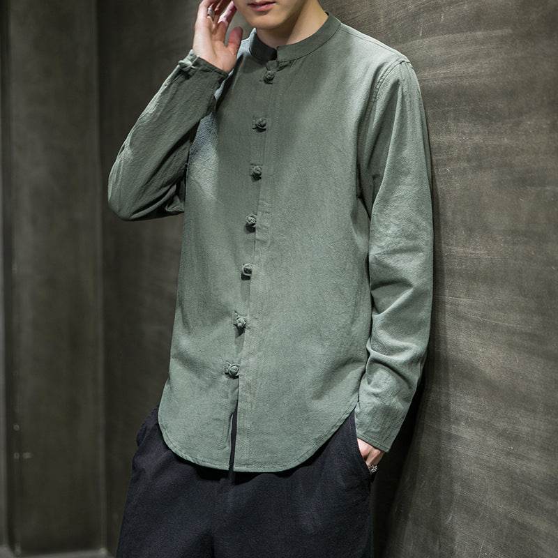 Chinese Style Shirt Cotton And Linen Shirt - Mubimart