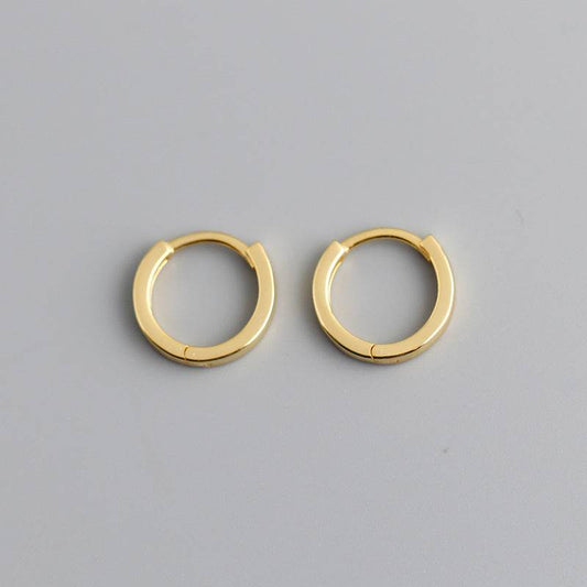 Beautiful Simple Plain Hoop Earrings S925 Sterling Silver Stud Earrings Women - Mubimart
