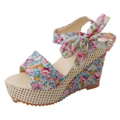 Fish Mouth Women Sandals Korean High Heels Sandals Lace Up Waterproof - Mubimart