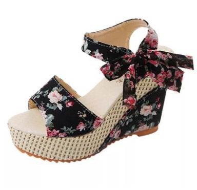 Fish Mouth Women Sandals Korean High Heels Sandals Lace Up Waterproof - Mubimart