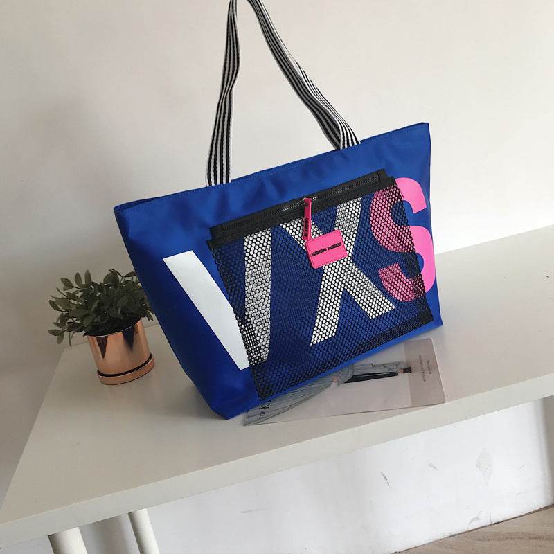 Aliwood New Arrivals Letter Women Shoulder Bags Trendy Waterproof Tote Beach Bag Large Capacity Female Travel Shopping Bags - Mubimart