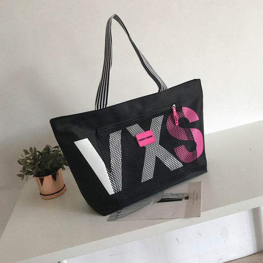 Aliwood New Arrivals Letter Women Shoulder Bags Trendy Waterproof Tote Beach Bag Large Capacity Female Travel Shopping Bags - Mubimart