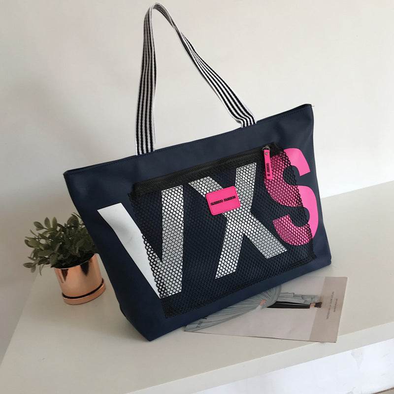 Aliwood New Arrivals Letter Women Shoulder Bags Trendy Waterproof Tote Beach Bag Large Capacity Female Travel Shopping Bags - Mubimart