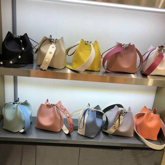 Fashion Leopard Print Bucket Bags For Women Personality Rivet Handbag Python Pattern Strap Shoulder Bags Designer Crossbody Bag - Mubimart
