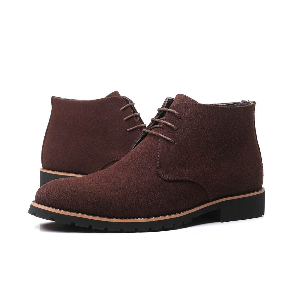 Casual Men s Leather Shoes Zhongbang Leather Boots Front Lace up Low Heel Large Size - Mubimart
