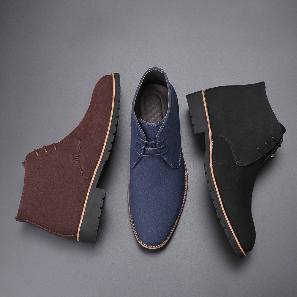 Casual Men s Leather Shoes Zhongbang Leather Boots Front Lace up Low Heel Large Size - Mubimart