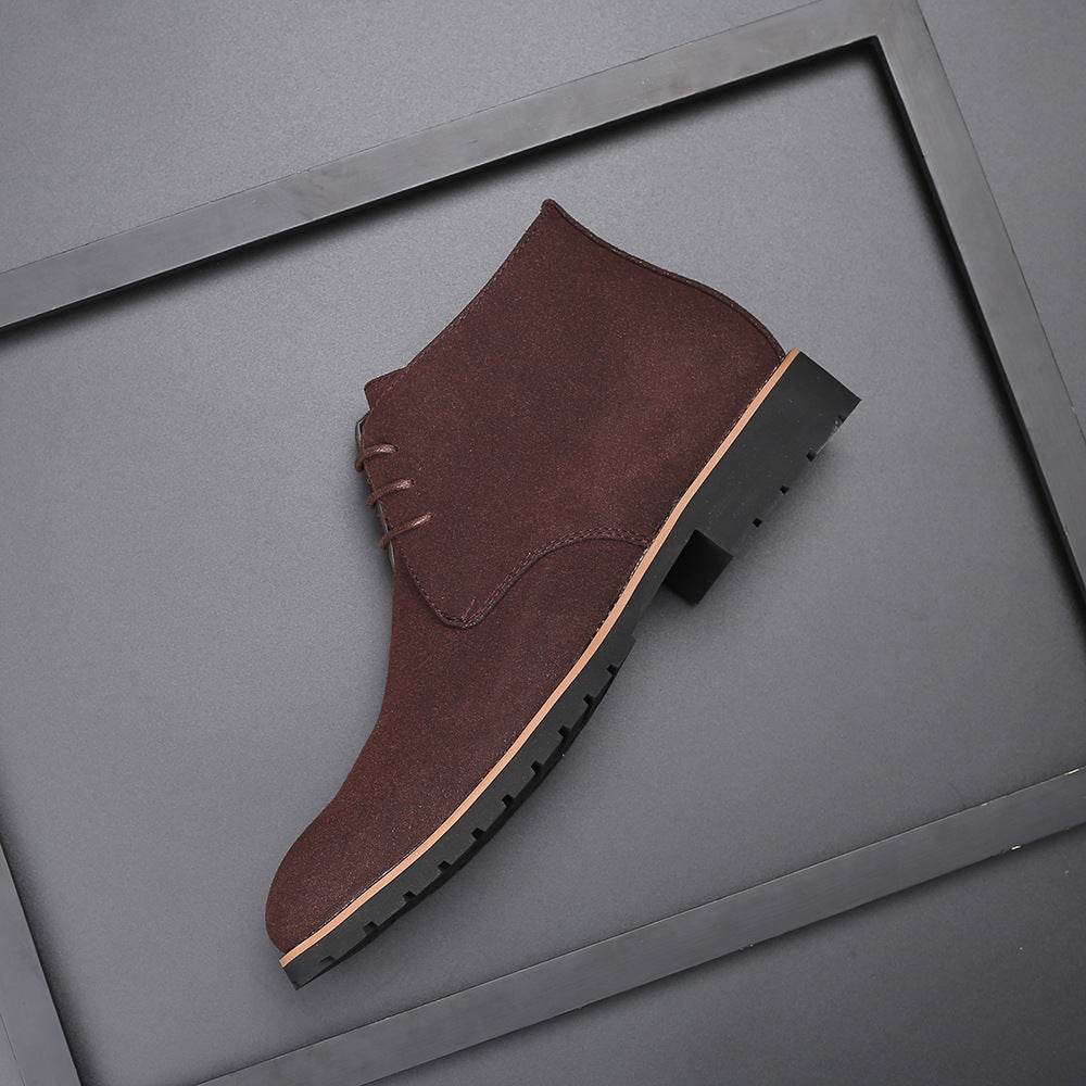 Casual Men s Leather Shoes Zhongbang Leather Boots Front Lace up Low Heel Large Size - Mubimart
