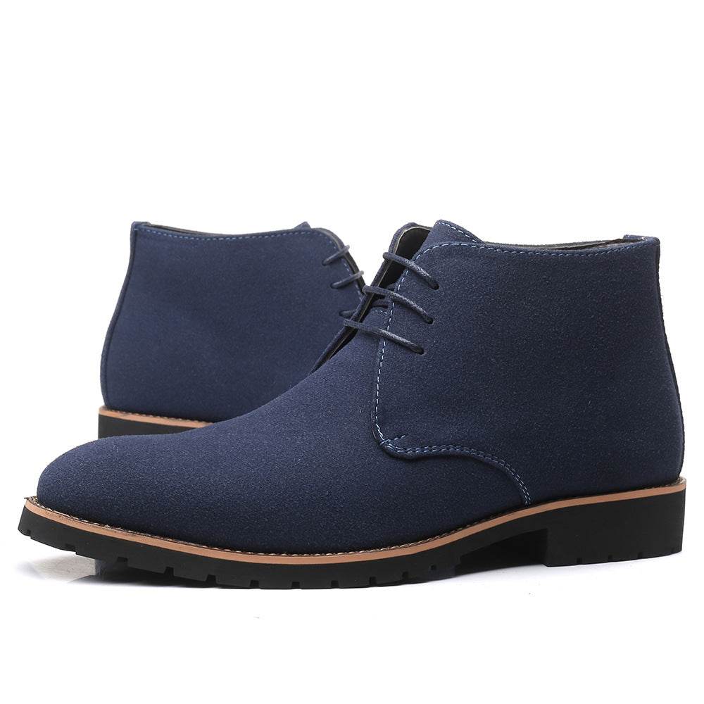 Casual Men s Leather Shoes Zhongbang Leather Boots Front Lace up Low Heel Large Size - Mubimart