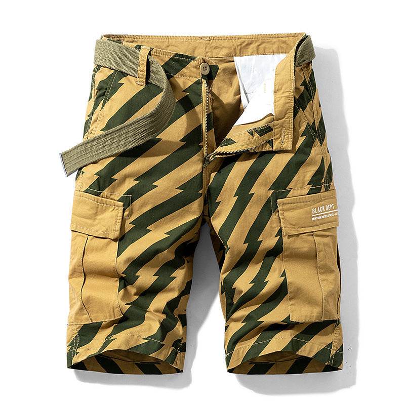Summer Thin Print Striped Cargo Shorts - Mubimart