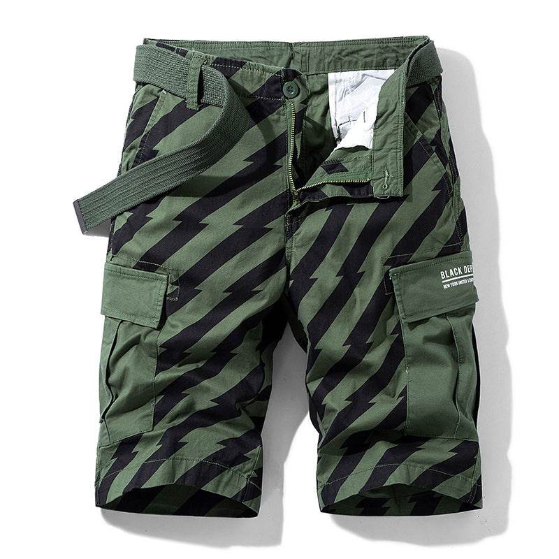 Summer Thin Print Striped Cargo Shorts - Mubimart