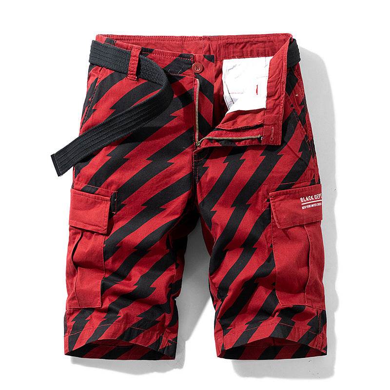 Summer Thin Print Striped Cargo Shorts - Mubimart