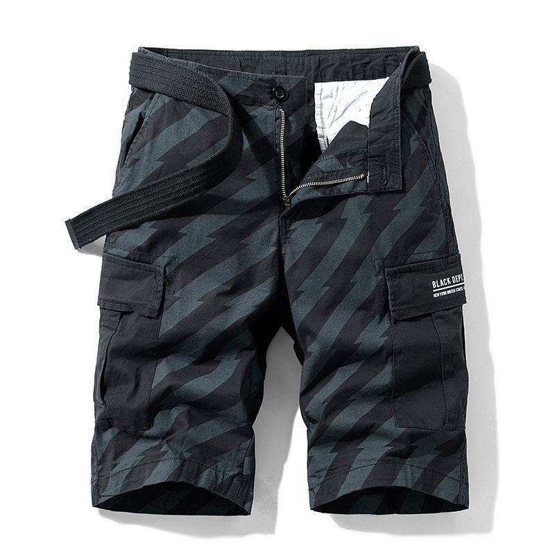 Summer Thin Print Striped Cargo Shorts - Mubimart