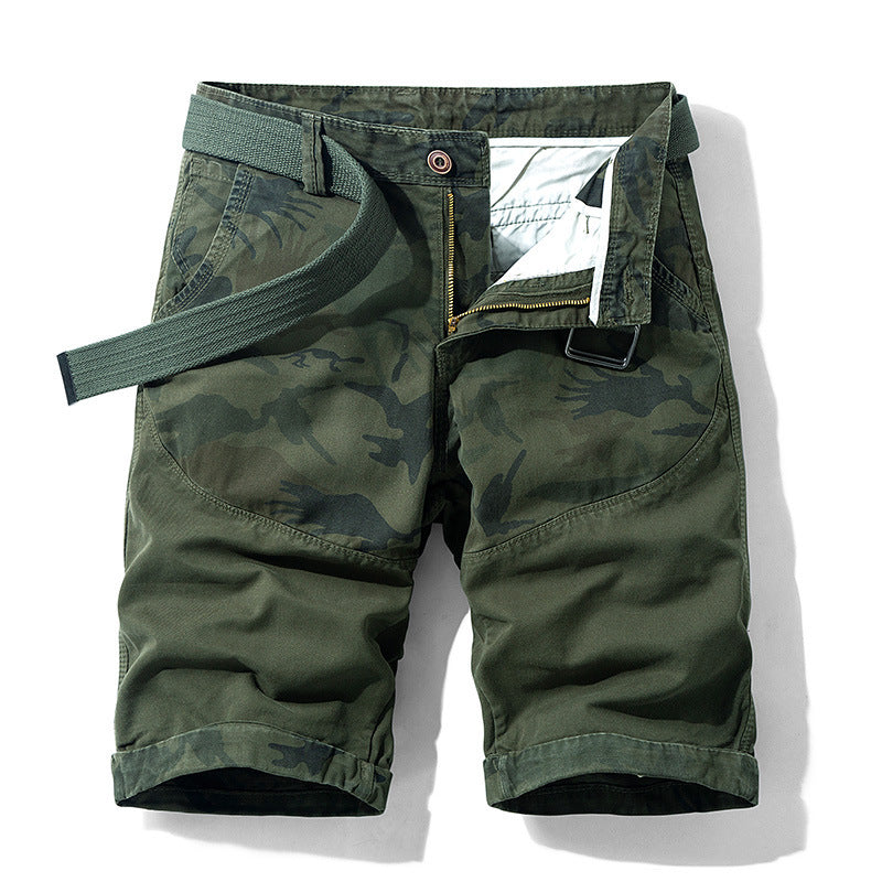 Summer Thin Print Striped Cargo Shorts