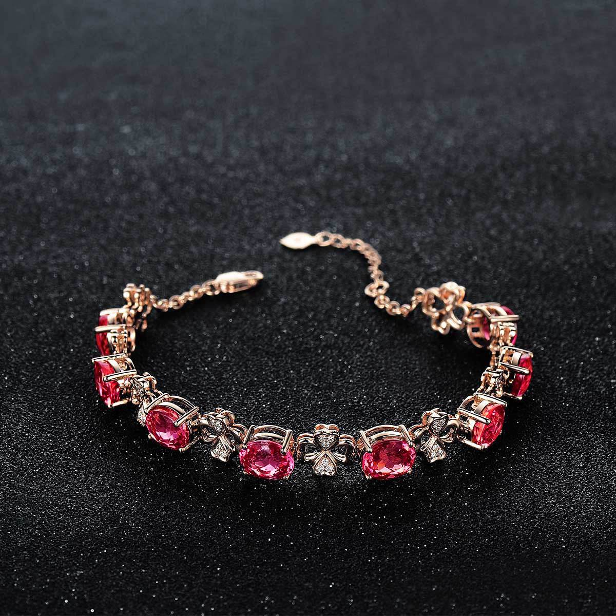 Natural Rubellite Gemstone Bracelet Female Temperament Bracelet - Mubimart