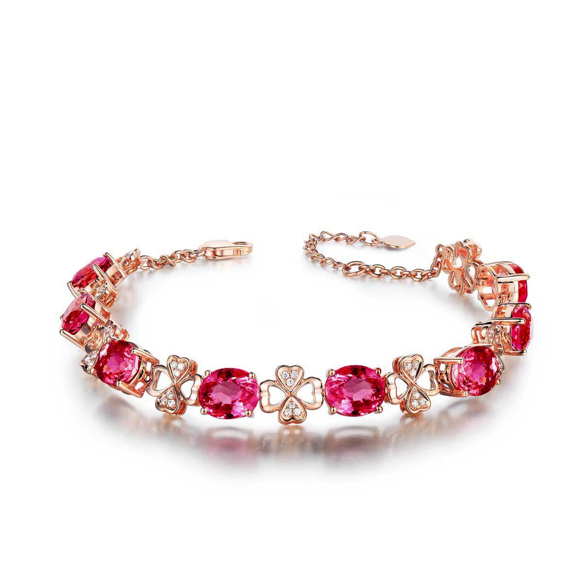 Natural Rubellite Gemstone Bracelet Female Temperament Bracelet - Mubimart