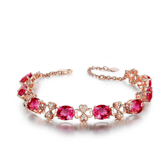 Natural Rubellite Gemstone Bracelet Female Temperament Bracelet - Mubimart
