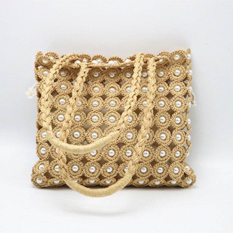 Woven Handbags Pearl Handbag - Mubimart